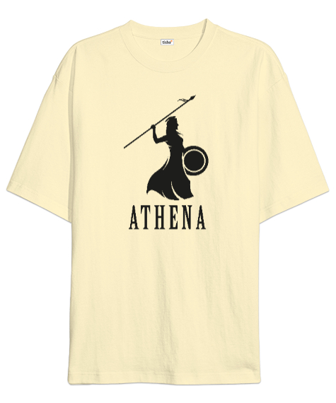 Tisho - Athena - Mitolojik Savaşçı Krem Oversize Unisex Tişört
