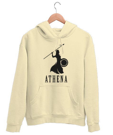 Tisho - Athena - Mitolojik Savaşçı Krem Unisex Kapşonlu Sweatshirt