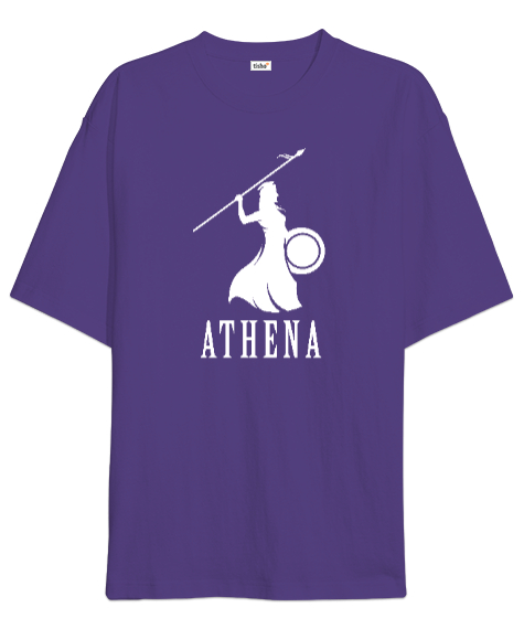 Tisho - Athena - Mitolojik Savaşçı Mor Oversize Unisex Tişört