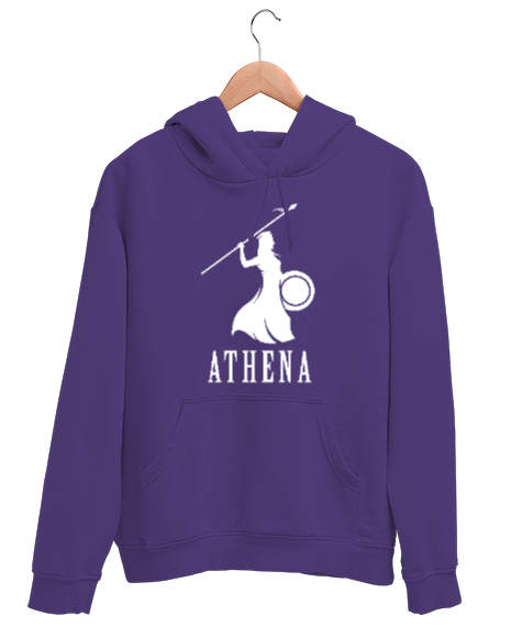 Tisho - Athena - Mitolojik Savaşçı Mor Unisex Kapşonlu Sweatshirt