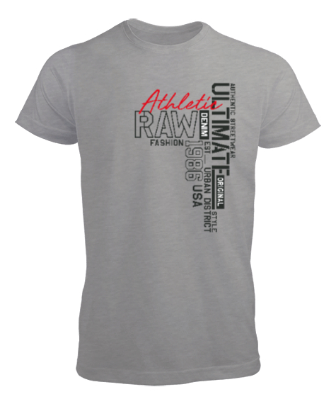 Tisho - Athletic Ultimate - Karışık Yazı Gri Erkek Tişört