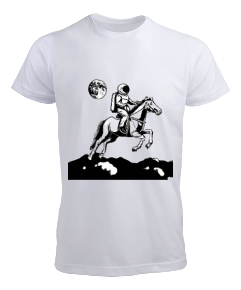 Tisho - Atıyla Aya Giden Astronot Beyaz Erkek Tişört
