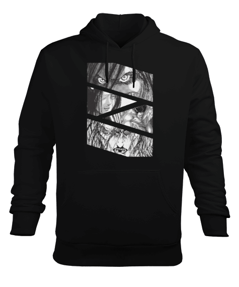 Tisho - Attack on Titan Eren Titan Form Siyah Erkek Kapüşonlu Hoodie Sweatshirt