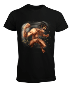 Tisho - Attack on Titan Eren Yeager Tasarım Baskılı Erkek Tişört