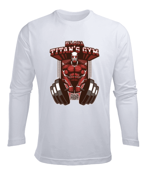 Tisho - Attack on Titan GYM Vücut Geliştirme Bodybuilding Fitness Tasarım Erkek Uzun Kol Yazlık Tişört