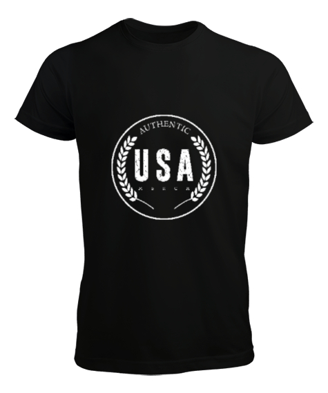 Authentic USA Merch Baskılı Siyah Erkek Tişört