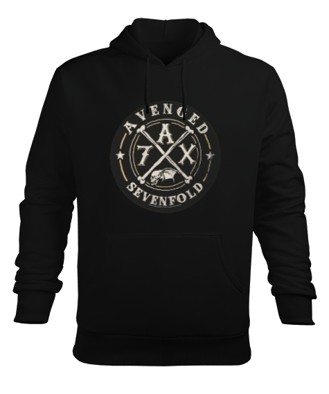 Tisho - Avenged Sevenfold Baskılı Siyah Erkek Kapüşonlu Hoodie Sweatshirt