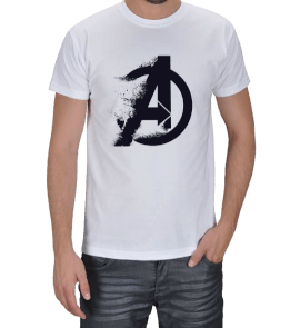 Tisho - Avengers EndGame Tozlu Logo Beyaz T-Shirt Erkek Tişört