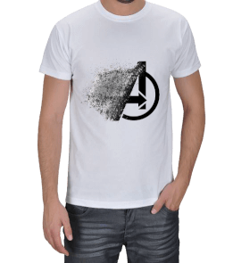 Tisho - Avengers EndGame Tozlu Logo Beyaz T-Shirt Erkek Tişört