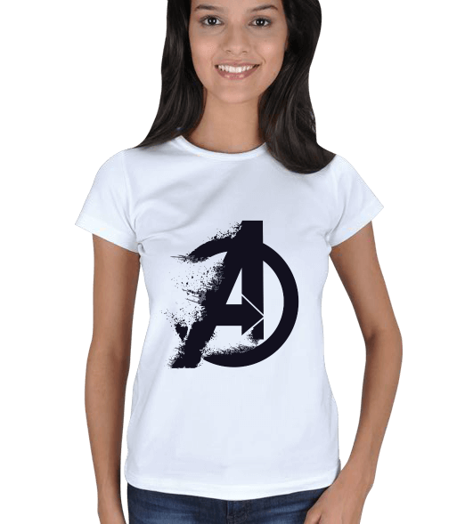 Tisho - Avengers EndGame Tozlu Logo Beyaz T-Shirt Kadın Tişört