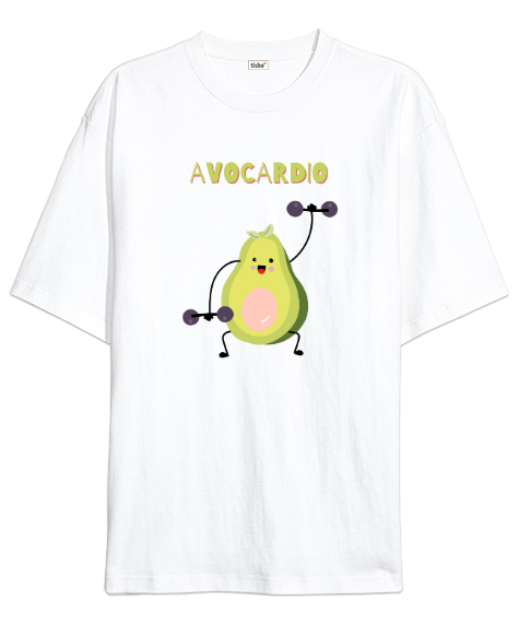 Tisho - Avocardio - Avokado Beyaz Oversize Unisex Tişört