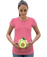 Avokado anne çekirdek bebek detayli Pembe Kadın Hamile Tişört - Tisho