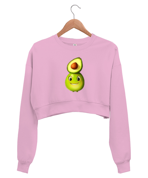 Tisho - Avokado Pembe Kadın Crop Sweatshirt
