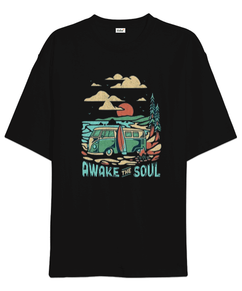 Tisho - Awake The Soul Vintage Tasarım Baskılı Oversize Unisex Tişört