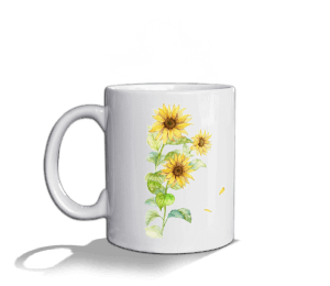 Tisho - ay çiçeği baskılı kupa Beyaz Kupa Bardak