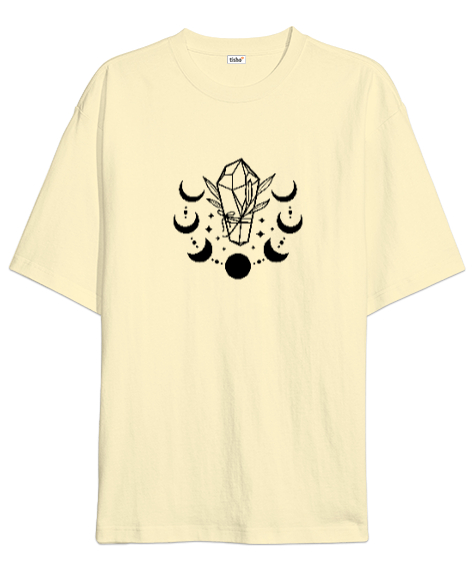 Tisho - Ay Evreleri ve Kristal - Mistik Krem Oversize Unisex Tişört