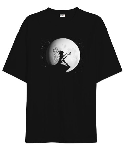 Tisho - Ay Işığında Peri - Dolunay Siyah Oversize Unisex Tişört