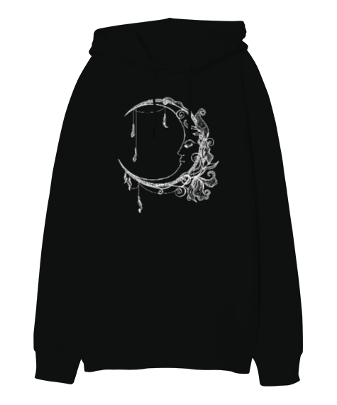 Tisho - ay tasarımlı Oversize Unisex Kapüşonlu Sweatshirt