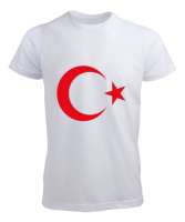 Ay Yıldız baskılı Beyaz Erkek Tişört - Tisho