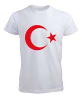 Ay yıldız Beyaz Erkek Tişört - Tisho