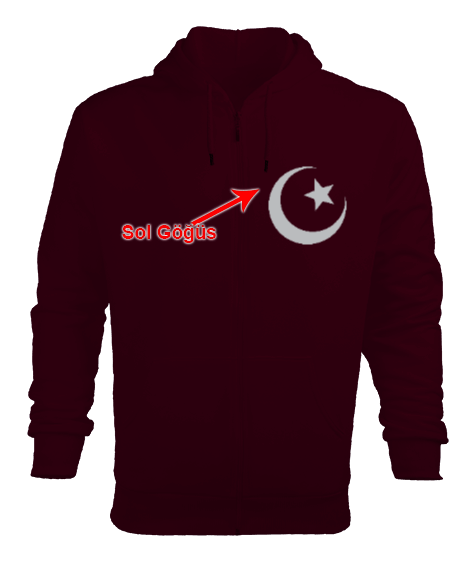 ay yıldız Erkek Kapşonlu Fermuarlı - Tisho