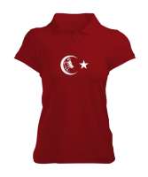 Ay Yıldız Kırmızı Kadın Polo Yaka Tişört - Tisho