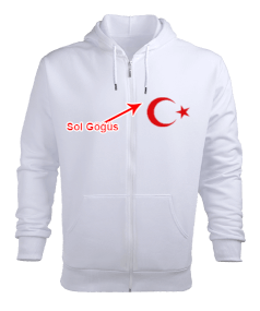 ay yıldız tasarımı Erkek Kapşonlu Fermuarlı - Tisho