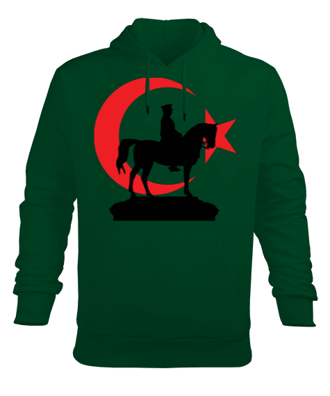 Tisho - AY YILDIZ VE ATATÜRK Erkek Kapüşonlu Hoodie Sweatshirt