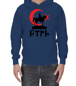 Ay yıldız ve Atatürk tasarımlı Erkek Kapşonlu - Tisho