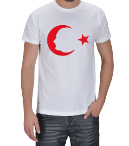 Tisho - Ay yıldızlı Atatürk silüeti Erkek Tişört