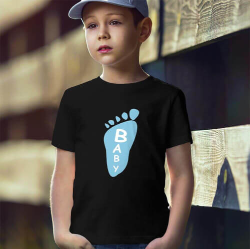 Ayak Baskılı Erkek Çocuk Tişört - Tekli Kombin - Thumbnail