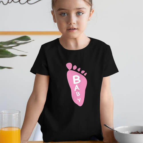 Ayak Baskılı Kız Çocuk Tişört - Tekli Kombin