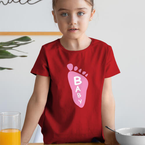 Ayak Baskılı Kız Çocuk Tişört - Tekli Kombin