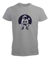 Aydaki Astronot Gri Erkek Tişört - Tisho