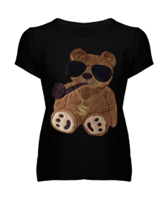 Ayıcık 3 Kadın V Yaka Tişört - Tisho