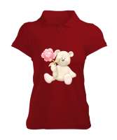 AYICIK BASKILI Kırmızı Kadın Polo Yaka Tişört - Tisho