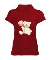 AYICIK BASKILI Kırmızı Kadın Polo Yaka Tişört - Tisho