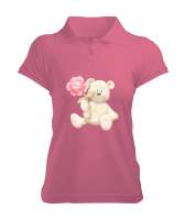 AYICIK BASKILI Pembe Kadın Polo Yaka Tişört - Tisho