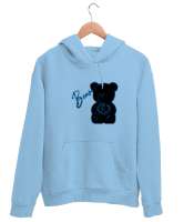 Ayicik Buz Mavisi Unisex Kapşonlu Sweatshirt - Tisho