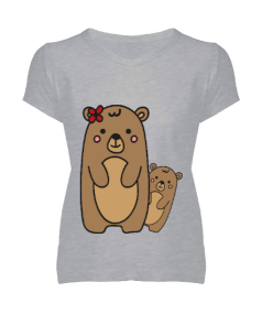 Ayıcık Kadın V Yaka Tişört - Tisho