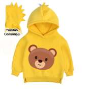Ayıcık Sarı Çocuk Dinozor Kapşonlu Hoodie - Tisho