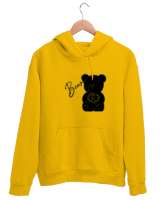 Ayicik Sarı Unisex Kapşonlu Sweatshirt - Tisho