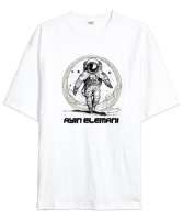 Ayın Elemanı - Astronot Beyaz Oversize Unisex Tişört - Tisho