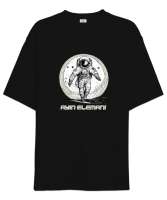 Ayın Elemanı - Astronot Siyah Oversize Unisex Tişört - Tisho