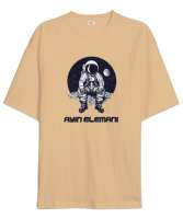 Ayın Elemanı - Astronot v2 Camel Oversize Unisex Tişört - Tisho