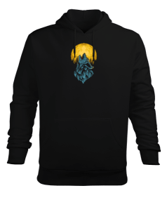 Ayışığında Kurt Erkek Kapüşonlu Hoodie Sweatshirt - Tisho