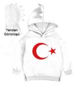 Ayyıldız Beyaz Çocuk Dinozor Kapşonlu Hoodie - Tisho