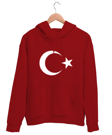 Tisho - Ayyıldız Kırmızı Unisex Kapşonlu Sweatshirt