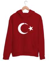 Ayyıldız Kırmızı Unisex Kapşonlu Sweatshirt - Tisho