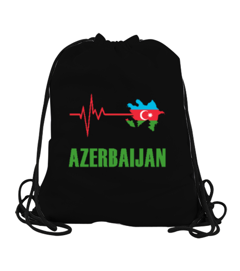 Tisho - Azerbaycan,Azerbaijan,Azerbaycan Bayrağı,Azerbaycan haritası. Siyah Büzgülü Spor Çanta